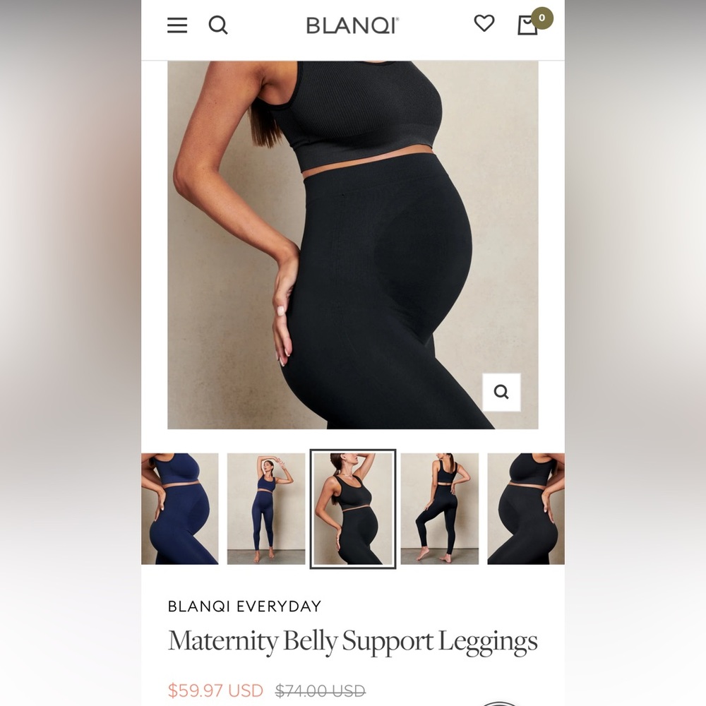 BLANQI® Everyday™ Maternity Belly Support Leggings - Black / Medium